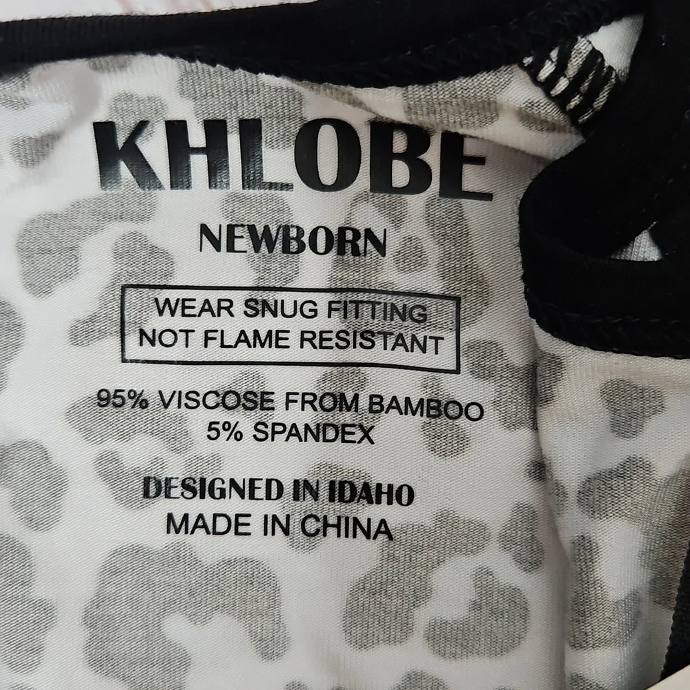 Khlobe One Piece Ruffle Bottom Zippie Leopard Print Pajama Newborn NWT